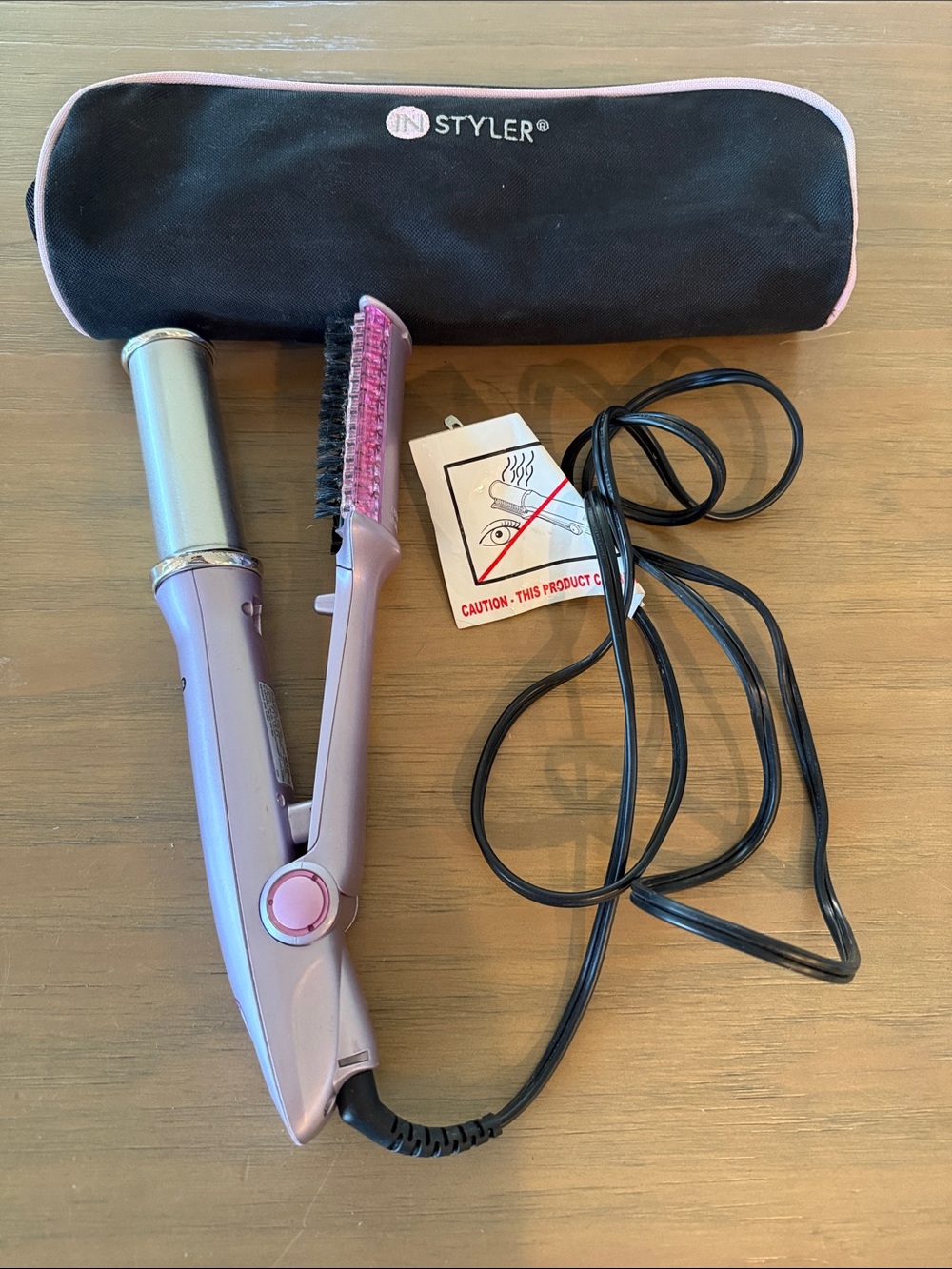IN Styler Women’s 2-in-1 Pink Curling Iron and Straightening Brush